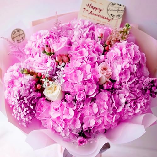 Coferset 5pcs Hydrangea Artificial Flowers Real Touch 20 inch Lifelike Hydrangea Flower for Home Wedding Office Party Living Room Decoration (Dark Fuchsia) - color: Dark Fuchsia