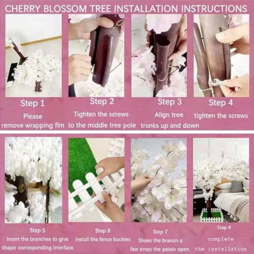 Japanese Artificial Cherry Blossom Trees Wishing Tree Handmade Shopping Wedding Party Indoor and Outdoor Decoration Artificial Cherry Blossom Tree,White,H5.9*L4.9ft | Fake Japanese Sakura Tree for Wedding, Banquet, Mall, Indoor and Outdoor Decoration,Stag