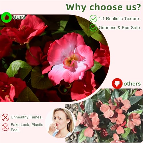 Hibiscus Artificial Hanging Flowers Plants for Outdoors 4 Pcs Fake Flower Faux Silk Hibiscus Long Trailing Vines Realistic Flower for Front Door Porch Patio Balcony Garden Yard (4 Pcs Pink+Red) - color: 4 Pcs Pink+red