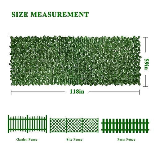 iCover 59x118in Artificial Ivy Privacy Screen for Fence, Green Maple Leaf Strengthened Joint Prevent Leaves Falling Off, Faux Hedge Panels Greenery Vines, Decorative Fences for Outdoor, Garden - color: Green Maple Leaf, size: 59*118in