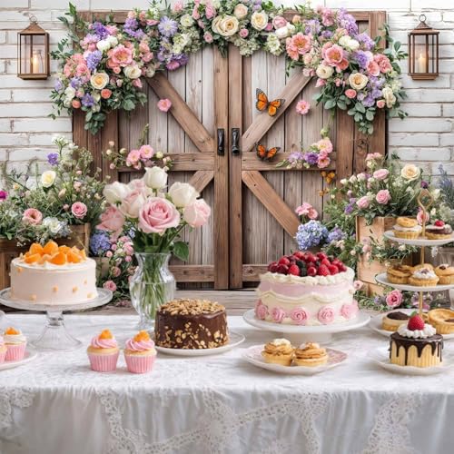 6X4ft Floral Wedding Photography Backdrop Vintage Wood Arch with White Pink Roses Bridal Newborn Birthday Party Decor Props for Studio Photo Shoots Anniversaries - color: Multi8, size: 6X4ft