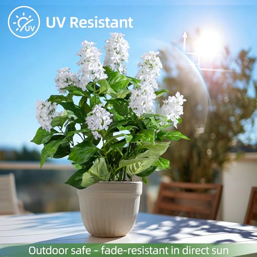 2 Pack Large Faux Hydrangea Plants UV Resistant Fake Plastic plantas Flowers Trees Indoor Outdoor Realistic Floor Plants Artificial Tree for Home Porch Garden Office Porch Patio Front Bonsai Decor - color: 9 Heads, size: 26 IN White