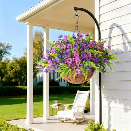 INQCMY Artificial Flowers for Outdoors Faux Plants Fake Flowers Spring Summer Decoration,12 Bundles Faux Silk Colorful Daisy Realistic UV Resistant for Outside Home Planter Window Porch Patio Yard - color: Light Purple Deep Purple, size: 12 PCS