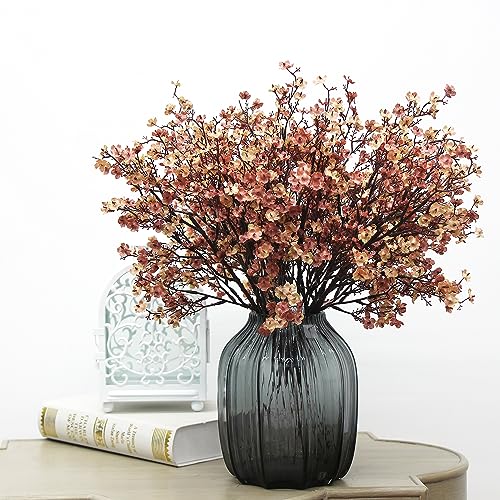 JAKY-Global Babys Breath Silk Artificial Flowers 6 Bundle European Fake Flowers Decor Wedding Party Fall Stems Decoration Bouquets DIY Home Garden,Farmhouse,Living Room Decor (Beige Brown-6pcs) - color: Beige Brown, size: 6 Bundles