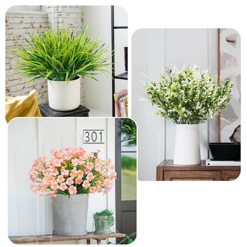 36pcs Faux Plants Outdoor, Uv Resistant Artificial Plants Outdoor Fake Flowers Plants Plastic Greenery Shrubs for Outside Window Box Garden Patio Porch Home Decor (Mixed Pink) - color: Pink, size: 36 Pcs