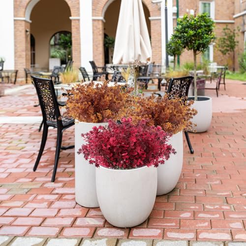 12Pcs Artificial Fake Flowers, Artificial Outdoor Mums,Artificial Fall Flowers, Fake Outdoor UV Resistant Autumn Plants for Home Kitchen Christmas Festival Thanksgiving Autumns Decoration (Brown) - color: Brown, size: 12 Pcs