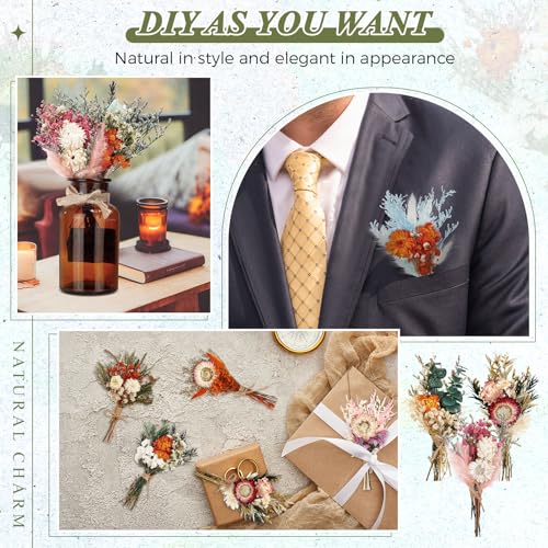 Layhit 24 Pcs Boho Dried Flower Bouquet Mini Wedding Handmade Dry Flowers Decor for Vase Crafts DIY Photo Boutonniere for Men Floral Plant for Bridesmaid Gift Birthday Decor (Gerbera Daisy) - style: Gerbera Daisy