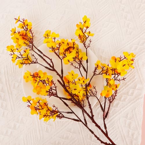 1pcs Artificial Flowers Single Branch Fake Flowers for Vases,45cm,Orange - color: Orange