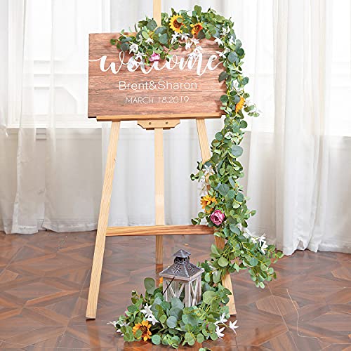 Naidiler Eucalyptus Garland with Flowers, Spring Decor for Mantle, Wedding Arch & Fireplace - color: Purple Yellow