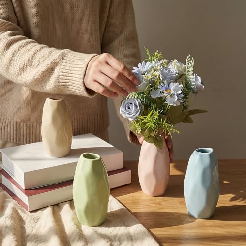 Simple Vase for Flowers Plants, Small Cute Flower Vase for Modern Table Shelf Home Decor Wedding Boho Decor, Farmhouse (6pc-BGZ-Blue) - color: 6pc-bgz-blue