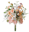 17-inch Artificial Fake Faux Flowers Silk Flower Arrangements Bouquets with Red Berries, Cosmos, Snow Cherry, Chinese Rose, Dandelions, Baby's Breaths, Eucalyptus, Peony, Roses - color: Peach Reverie