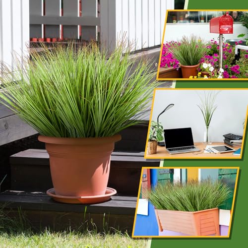 Giegxin 48 Pcs Faux Grass Plants Artificial Shrubs Wheat Grass UV Resistant Fake Greenery Faux Weed Artificial Tall Plants for Outdoor Indoor Home Window Decor