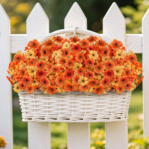 16 Bundles Artificial Fall Flowers for Outdoors, Realistic Fake Silk Flowers with Eucalyptus, No Fade Faux Fall Plants for Planter, Patio, Front Porch & Garden Decor - color: 5fall+5sunset+6yellow, size: 16PCS