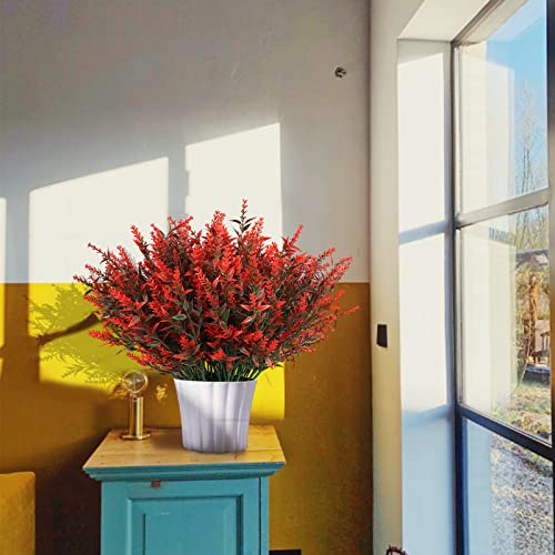 RECUTMS Artificial Outdoor Plants UV Resistant Fake Greenery Lavender 12 Pcs UV Resistant Hanging Planter Flora Fence Indoor Outside Decor Wedding Table Flowers Arrangement Bouquet Filler(Orange) - color: Orange, size: 12 Bundles
