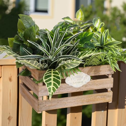 Artificial Greenery Plants, Large Bunches Outside Faux Plants for Outdoor Decor - UV Resistant Fake Plant for Planters, Realistic Fake Greenery Bushes for Garden Patio Front Porch Yard Decor