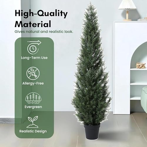 6 Feet Pre-Potted Evergreen Outdoor Artificial Cedar Tree Privacy Screen for Front Porch Decor, Outdoor Entryway Decor Fake Tree, Tall Faux Tree with UV Resistant Coating (1 Pack) - color: 1 Pack