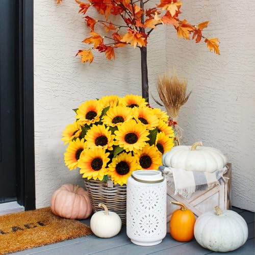 20Pcs Artificial Sunflowers, Realistic Fake Sunflowers with Stems, Faux Silk Sunflower Bouquet Yellow Flowers for Home Kitchen Farmhouse Decor, Fall Table Centerpieces, Wedding Party (10.6") - color: Sunflower