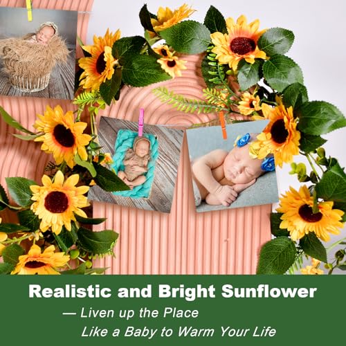 Naidiler Vibrant Full Sunflower Garland for Decoration, 6.2Ft Pretty Sunflower Vine for Wedding Baby Shower Boho Birthday Party Table Room Backdrop Décor - color: Yellow Green