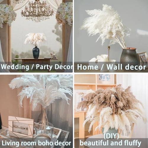 30 Stems 28" inch Large White Pampas Grass Fluffy, Boho Home Decor, Natural Fluffy Pompas Grass Pampas for Living Room Decor, Table Decor, Boho Decor Floor, Party Wedding Decor - size: 30pcs white