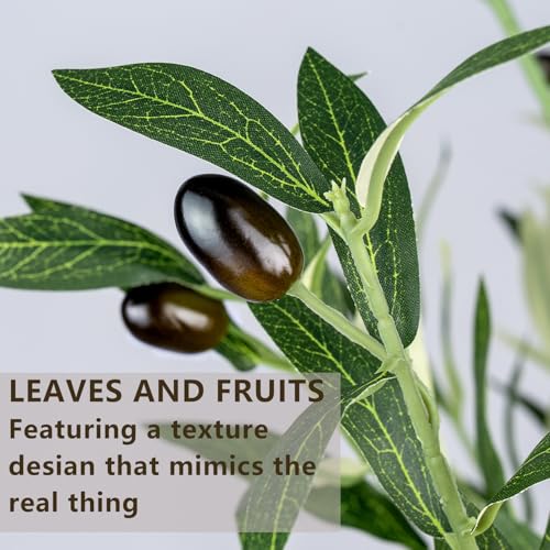 Artificial Olive Tree - Tall Indoor Faux Olive Tree with Planter & Basket, Realistc Fake Olive Tree with Fruits for Home Office Decor Living Roomi (5ft) - size: 5ft