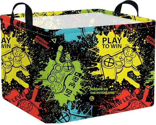 Rectangular Kids Storage Basket,Game Basket for Boys Kids,Waterproof foldable storage baskets,Game Bin,Gift Baskets,Boys Room Decor(Games) - color: Games