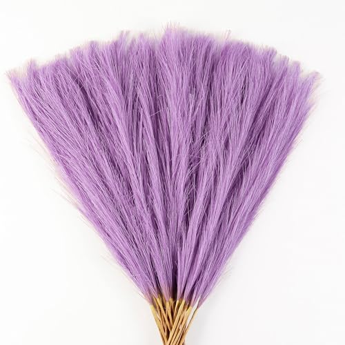 Lavender Purple Pampas Grass Small, 30 Pcs 17" Faux Pampas Grass Short Decor, Pompas Grass Flower Arrangement and Vase Filler for Boho Home Wedding Decoration - color: Lavender Purple, size: 17'' Tall
