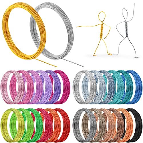 Ferraycle 25 Rolls 1230 Feet Colored Aluminum Craft Wires, 25 Colors 20 Gauge/ 0.8 mm Flexible Metal Artistic Floral Beading Wire for Jewelry DIY Craft Wreath Making - color: 25 Colors, size: 1230 Feet