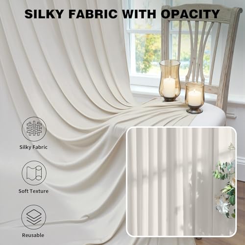 10ftx12ft Beige Backdrop Curtains for Parties, Wrinkle Free Polyester Beige Photo Backdrop Drapes 2 Panels 12 ft Long Back Drop Cloth for Wedding Birthday Photography Background - color: Beige, size: 5ft(W)x12ft(H)_2 Panels