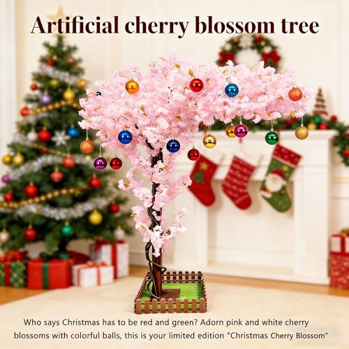 Big Artificial Cherry Blossom Trees 6.7ft Pink for Home Decor Indoor Outdoor,Arbol De Cerezo Artificial Grande,Faux Fake Cherry Blossom Tree for Office HotelGarden Party Wedding - color: Pink, size: 6ft 7in