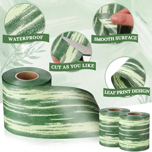 Thiccywoov 3 Rolls Ti Leaf Ribbon Outdoor Poly Satin Leaf Ribbon Green Wedding Decorations Florist Waterproof Aspidistra Tape 4 x 50 2 Floral Tape for Easter Indoor Outdoor Art Craft(Fashion Style) - style: Fashion Style