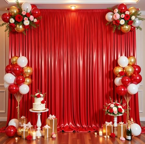 30ftx10ft Red Sequin Backdrop Curtain for Parties, Wrinkle Free Thick Glitter Sparkle Photo Backdrop Drapes 6 Panels 5x10FT Shimmer Back Drop Cloth for Wedding Birthday Photography Background - color: Red, size: 5'W×10'H _6 Panels