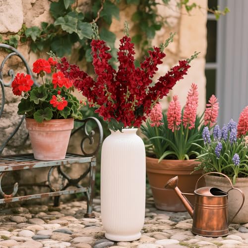 IPOPU 43.3" Red Delphinium Artificial Flowers 5PCS Faux Delphinium Flowers Larkspur Long Stem Artificial Flowers for Wedding Table Centerpieces Home Garden Decor(Red) - color: Red