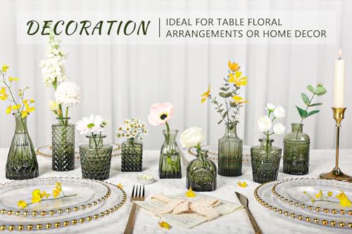 SUPMIND Bud Vase Set of 24, Green Bud Vases in Bulk, Small Flower Vases for Centerpieces, Mini Vintage Vase for Rustic Wedding, Home,Table Decoration - color: Green, size: 24Pcs