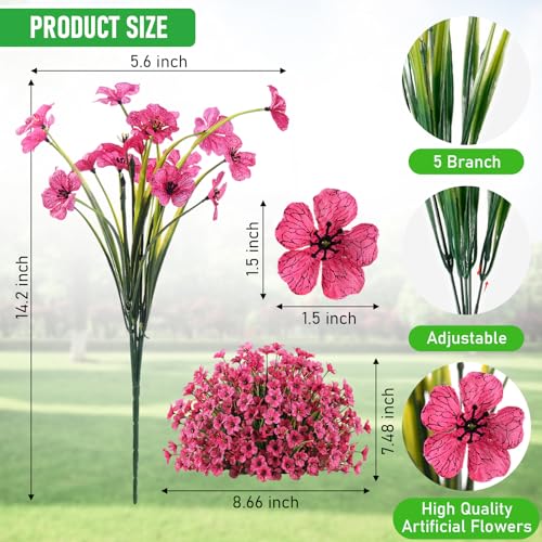 Powbrace 60 Pack Artificial Flowers Outdoor, Faux Silk Flowers for Outdoors Outside Front Porch Hanging Planter Window Box Garden Decoration(Mixed) - color: Multi-colour, size: 60 Bundles