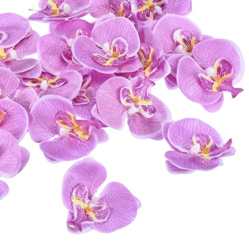 PATIKIL 7cm/2.8" Artificial Orchid Flower Heads, 20 Pack Silk Phalaenopsis Fake Butterfly Orchid Heads for Wedding Floral Bouquet Decor DIY Craft Making, Light Purple - color: Light Purple, size: 2.8"