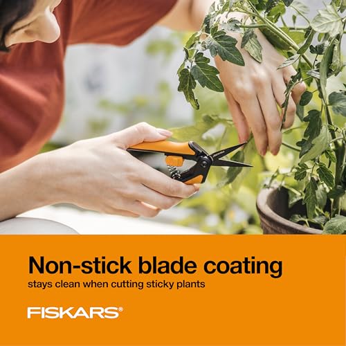 Fiskars 6" Pruning Scissors for Flowers, Buds, Weeds and Small Plants, Garden Snips with Resin Resistant Nonstick Stainless Steel Blades, Gardening Trimmers with Comfortable Handle - style: Non-Stick Snips