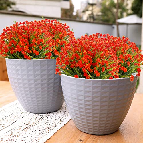 Artificial Flowers for Outdoors,20 Bundles UV Resistant Outdoor Fake Daffodil Flowers,Artificial Faux Plastic Outdoor Flowers Greenery Shrubs Plants for Indoor Outside Decor(Orange Red) - color: Orange Red, size: 20 Bundles