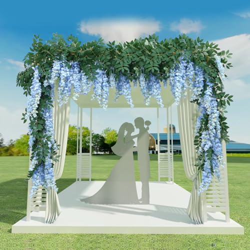 1pc/2pcs Encrypted Flower Vine Wisteria Artificial Flowers Garland,White Wisteria Hanging Flowers Flower Garland Decorations for Home Garden Outdoor Ceremony Wedding Arch Decoration (Blue, 1pc) - color: Blue, size: 1pc