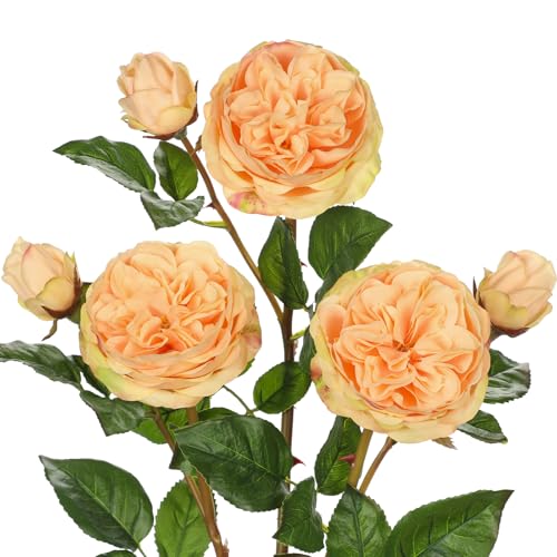 Real Touch Artificial Roses (Set of 3) – 23.6" Long Stem Yellow Garden Roses – Lifelike Faux Silk Flowers for Wedding Bouquets, Home Décor, Centerpieces & Floral Arrangements - color: Golden Yellow, size: 3 PCS