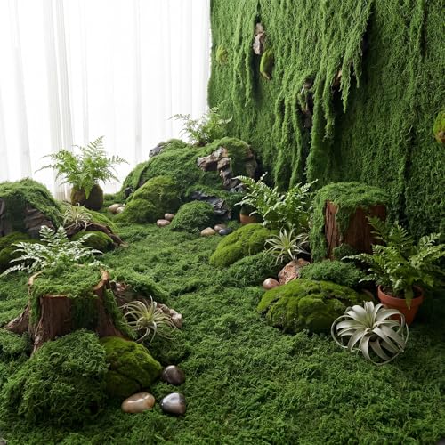 Zeyune 1 Pcs Artificial Moss Table Runner for Wonderland Tea Party Decoration Fake Moss Sheet Roll Waterproof for Enchanted Forest Fairy Decor Holiday Garden Wedding Birthday (79 x 39 Inch,Green) - color: Green, size: 79 x 39 Inch