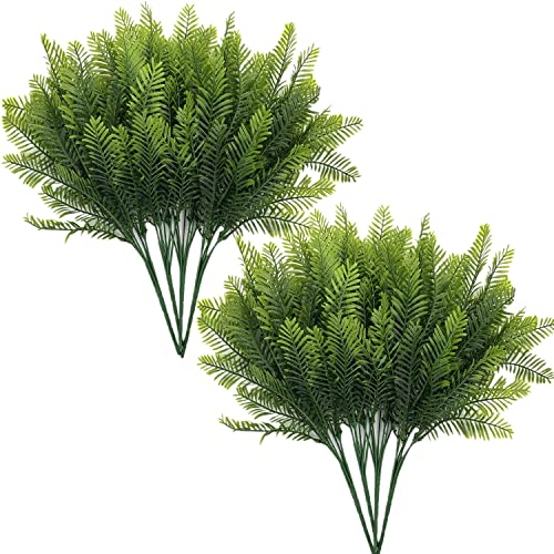 PASYOU Artificial Boston Fern Plants, Greenery Leaves Bamboo UV Resistant Fake Plastic Plant for Outdoors Indoor Hanging Planter Front Porch Garden Farmhouse Decoration 8 Pack - color: Boston Fern - 8 Pack
