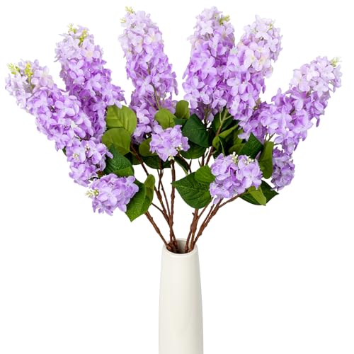 4PCS 30inch Lilac Artificial Flowers Purple Fake Delphinium Long Stem Silk Real Touch Flower Faux Lilac Floral Arrangement for Tall Vase Table Centerpieces Wedding Garden Home Decoration - color: 30inch Purple
