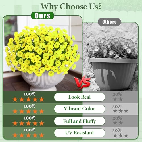 Yastouay Artificial Flowers for Outdoors, 26 Bundles Fake Outdoor Flowers, UV Resistant Artificial Plants & Flowers for Decoration, Yellow Realistic Morning Glory for Outdoor Porch Garden Decoration - color: Yellow, size: 26 Bundles