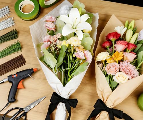 Floral Wire Stems 200pcs 15.7 Inch Artificial Flower Stems, Dark Green Flower Wire, Fake Flower Sticks for Paper Flower, Bouquets, Wreaths and DIY Projects (White（0.035inch，200PCS）) - color: White（0.035inch，200PCS）
