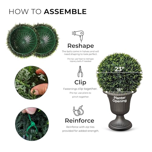 365 Curb Appeal 23" XL Topiary Balls (Cedar (Cypress), 2 Topiary Balls (4 Halves)) - color: Cedar (Cypress), size: 2 topiary balls (4 halves)