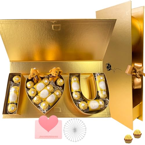 Valentines Day I Love You Box Flower Gift Box Heart Shaped Empty Cardboard Fillable Gift Box Flower Letter Box Chocolate Strawberry Candy Jewelry Package for Luxury Style Flower Arrangements Birthday - color: Gold