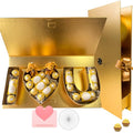 Valentines Day I Love You Box Flower Gift Box Heart Shaped Empty Cardboard Fillable Gift Box Flower Letter Box Chocolate Strawberry Candy Jewelry Package for Luxury Style Flower Arrangements Birthday - color: Gold
