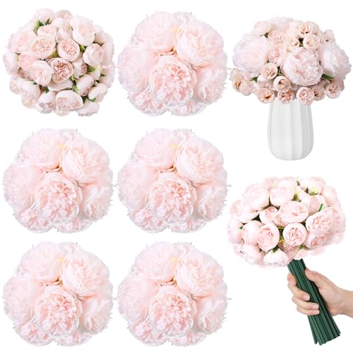 XunYee 85 Pcs Pink Artificial Peonies Faux Silk Flowers Bulk for Vase Spring Vintage Faux Peony Bouquet Florals Stems Arrangements for Wedding Table Centerpiece Farmhouse Birthday Vase Filler - color: Pink