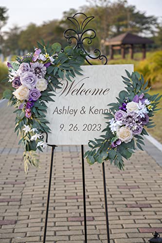 ponatia Wedding Arch Flowers (Pack of 2), Artificial Purple Flowers for Wedding Welcome Signs Decorations and Arch Flower for Ceremony Reception Decoraction (Lilac & Cream) - color: Lilac & Cream