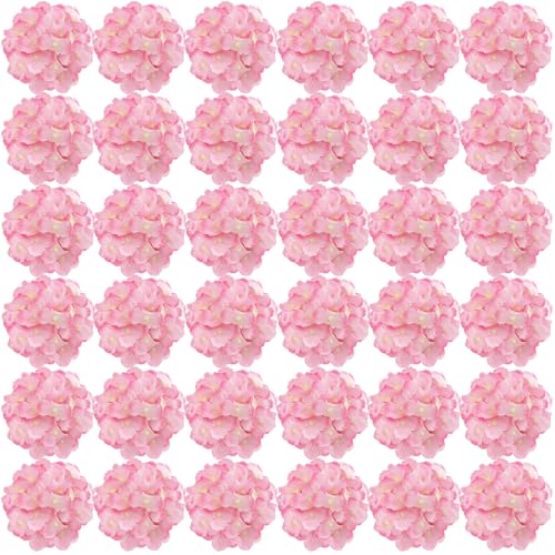 FagusHome Silk Hydrangea Heads 36 Pcs Artificial Flowers Heads and 3 Dozens Stems Fake Hydrangea Flowers with Stems for Home Wedding Decor (Dark Pink) - color: Dark Pink